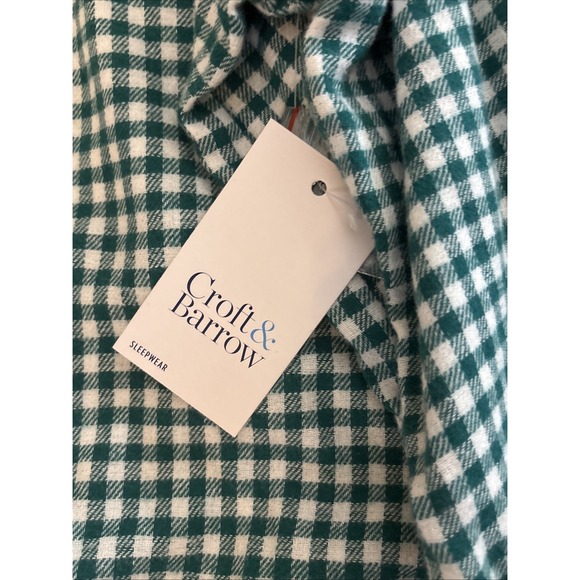 Men's Croft And Barrow Two Piece XL Green Plaid Pajama Shirt And Pants Set - Picture 6 of 14